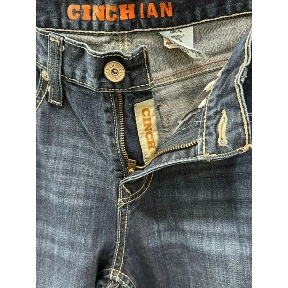 Cinch Ian Slim Fit Dark Wash Bootcut Jeans Size 30x34 Western Embroidered Cowboy